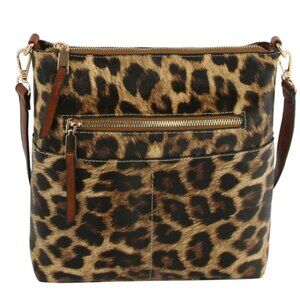 NWT Leopard Elina Zipper Front Crossbody Bag